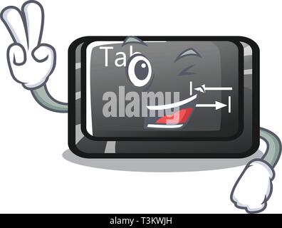 Two finger button tab in the shape cartoon Stock Vector