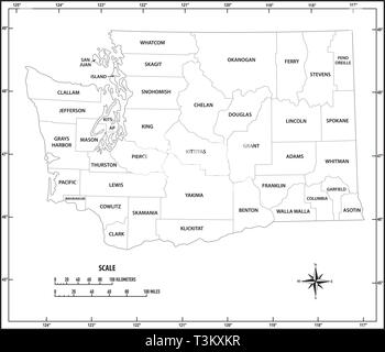 North America countries border map. vector map of U.S. and Canada ...