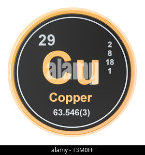 Copper Cu chemical element. 3D rendering isolated on white background Stock Photo