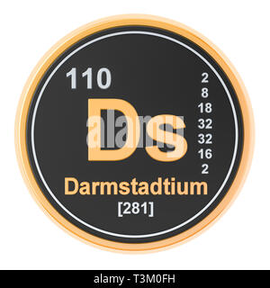 Darmstadtium Ds chemical element. 3D rendering isolated on white background Stock Photo