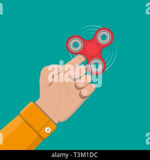 Hand spinner. Antistress toy, fidget spinner. Vector illustration in flat style Stock Vector