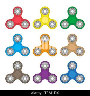 Hand spinner. Antistress toy, fidget spinner. Vector illustration in flat style Stock Vector