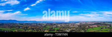 aerial panoramic view of  Spring countryside morning,Northern Ireland Stock Photo