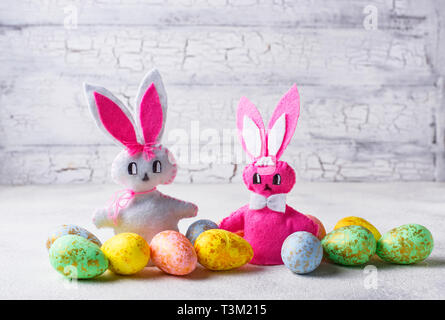 Easter background with handmade bunny Stock Photo