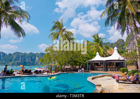 Railay Bay resort and spa, Railay West Beach, Railay, Krabi province, Thailand Stock Photo