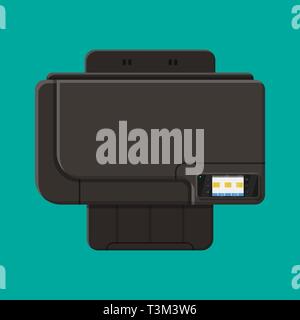 Computer printer. Laser or inkjet. All in one printer. Modern device for printing, scanning and copying. Top view. Computer peripheral equipment. Vect Stock Vector