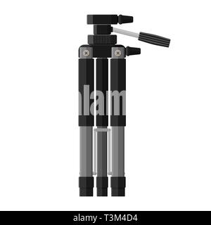Folded tripod. Stand for video and photo equipment. Flat style camera tripod. Vector illustration Stock Vector