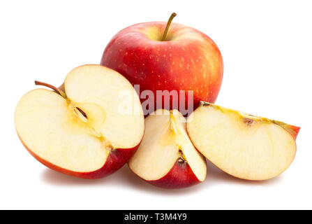 sliced red apples path isolated Stock Photo