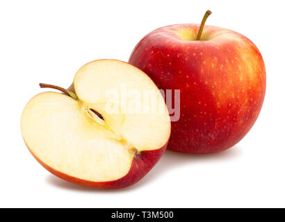 sliced red apples path isolated Stock Photo