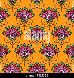 Mehendi mandala design flower with hanging pendent details vector cutout illustration. Stock Vector