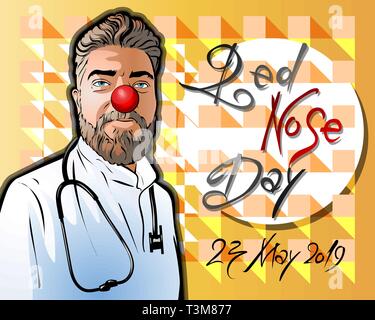 illustration dedicated to the Red Nose Day Stock Vector