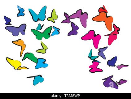 multicolor butterflies isolated on a white background Stock Vector