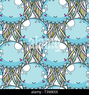 Seamless doodle pattern with cute elements. Endless vector image Stock Vector