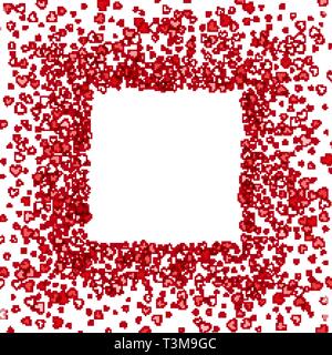 Frame or border of random scatter hearts Stock Vector
