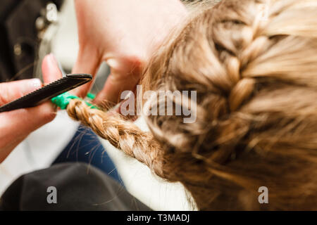 Kids Hairstyles And Haircare Concept Blonde Toddler Girl Getting
