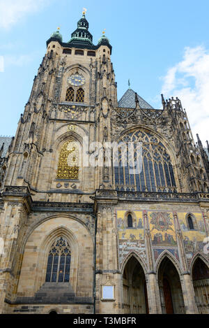 Particulars of the front portal of The St. Vitus Cathedral inside the Prague Castle Complex Stock Photo