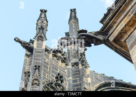 Some particulars of the St. Vitus Cathedral inside the Prague Castle Stock Photo