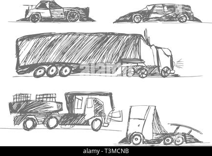 children's drawings cars Stock Vector