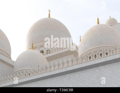 Domes of Sheikh Zayd Grand Mosque in Abu Dhabi, UAE Stock Photo