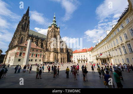 Prague. Czech Republic. St. Vitus Cathedral (Metropolitan Cathedral of Saints Vitus, Wenceslaus and Adalbert ), located within Prague Castle. Stock Photo