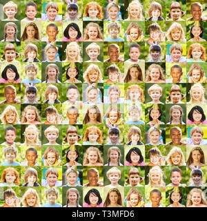 Collage of children's portraits as a concept for community, society and childhood Stock Photo