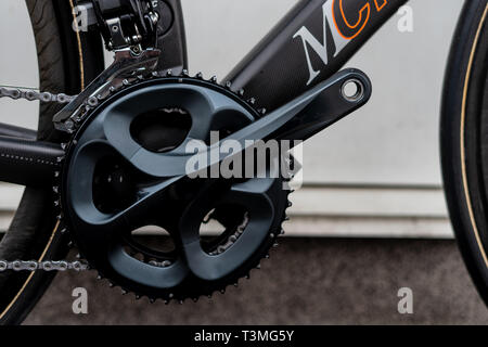 Sport modern black road bike crankset Stock Photo