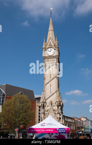 Haymarket Memorial Clock Tower in East Gates, Leicester, a popular meeting place with locals Stock Photo