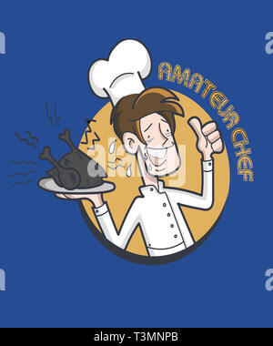 Amateur chef graphic illustration is a chef wearing a chef's hat and ...