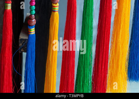 Typical Chinese batik Tie Dye processing, Zhoucheng, Yunnan, China Stock Photo