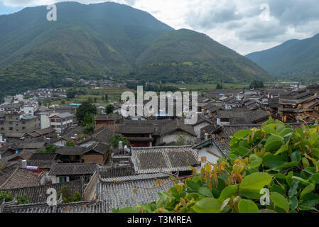 Elevated view of a Traditional town of Shigu, Yulong County, Yunnan, China Stock Photo