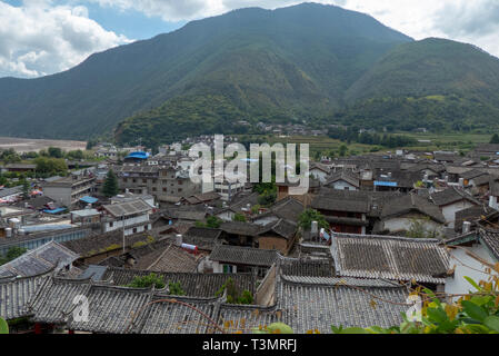 Elevated view of a Traditional town of Shigu, Yulong County, Yunnan, China Stock Photo