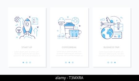 Business and finance - set of line design style vertical web banners Stock Vector