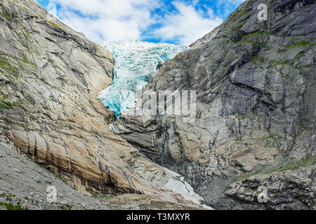 Melting Briksdal glacier in Norway, close up Stock Photo
