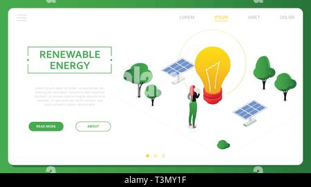 Renewable energy - modern colorful isometric vector web banner Stock Vector