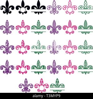 Fleur De Lis Split Monogram Collection Stock Vector
