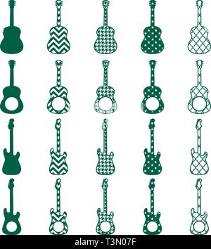 Guitar Silhouettes with Monogram Stock Vector