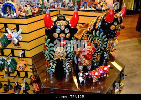 Ceramic bull - Jorge Chavez airport in LIMA. Department of Lima.PERU                     Stock Photo