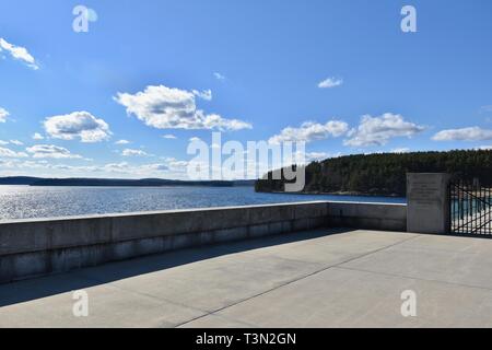 The dam to the Wachusett Reservoir in Clinton, Massachusetts Stock Photo