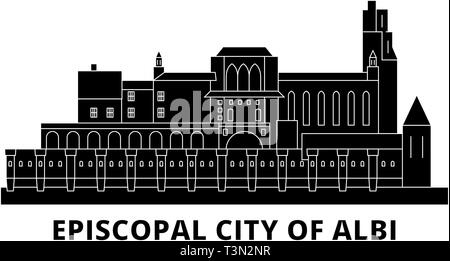 France, Albi Landmark flat travel skyline set. France, Albi Landmark black city vector illustration, symbol, travel sights, landmarks. Stock Vector