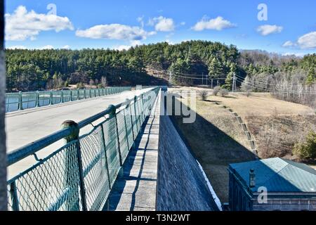 The dam to the Wachusett Reservoir in Clinton, Massachusetts Stock Photo