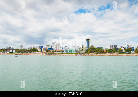 View to the Praia do Bessa beach and the beachfront buildings of the city of Joao Pessoa. Beachfront city. Stock Photo