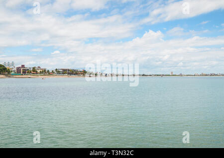 View to the Praia do Bessa beach and the beachfront buildings of the city of Joao Pessoa. Beachfront city. Stock Photo