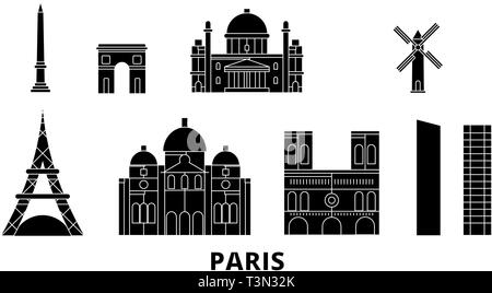 France, Paris flat landmarks vector illustration. France, Paris line ...