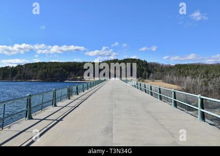 The dam to the Wachusett Reservoir in Clinton, Massachusetts Stock Photo