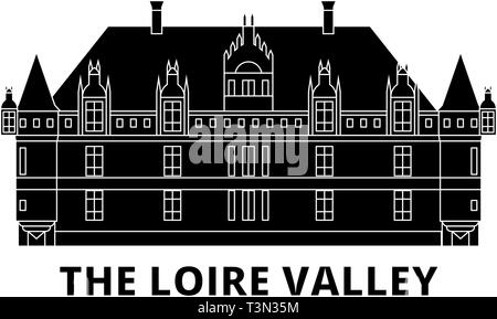 France, The Loire Valley Landmark flat travel skyline set. France, The Loire Valley Landmark black city vector illustration, symbol, travel sights Stock Vector
