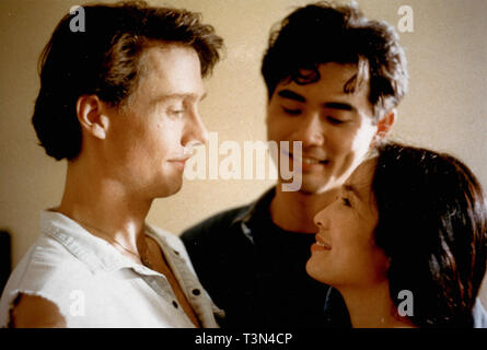 Actors Winston Chao, May Chin, and Mitchell Lichtenstein in the Chinese movie The Wedding Banquet, 1993 Stock Photo