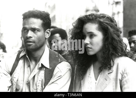 Director Mario Van Peebles and Michael Michele on the set of the