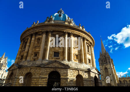 The Radcliffe Camera building facade, part of the Oxford University, in Oxford, UK