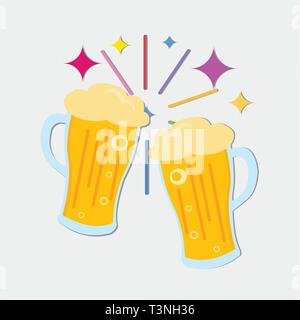 toasting two beer vector symbol illustration Stock Vector