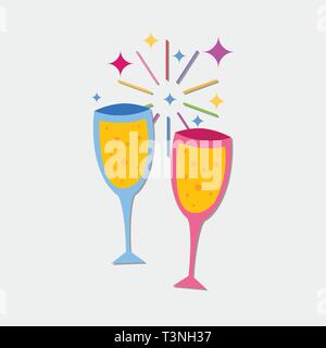 toasting two wine vector symbol  illustration Stock Vector